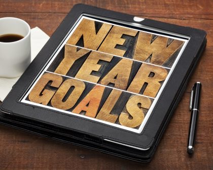 New Year goals on digital tablet